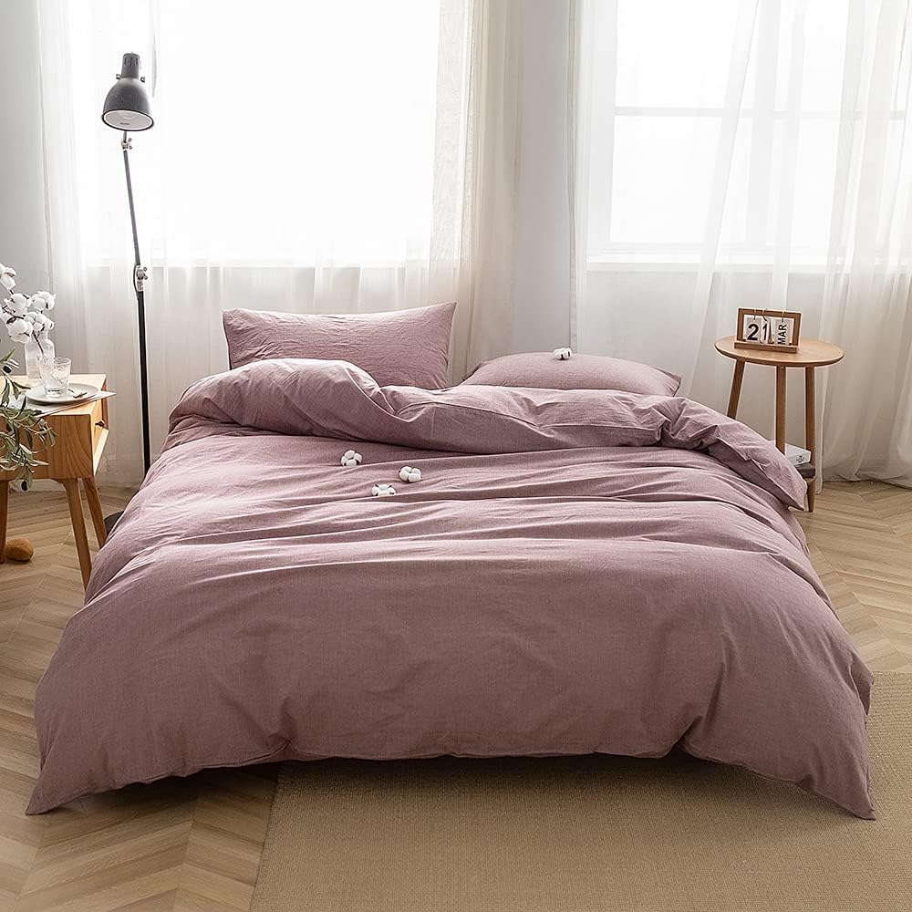 FACE TWO FACE Queen Duvet Cover Set in Purple Bean Paste