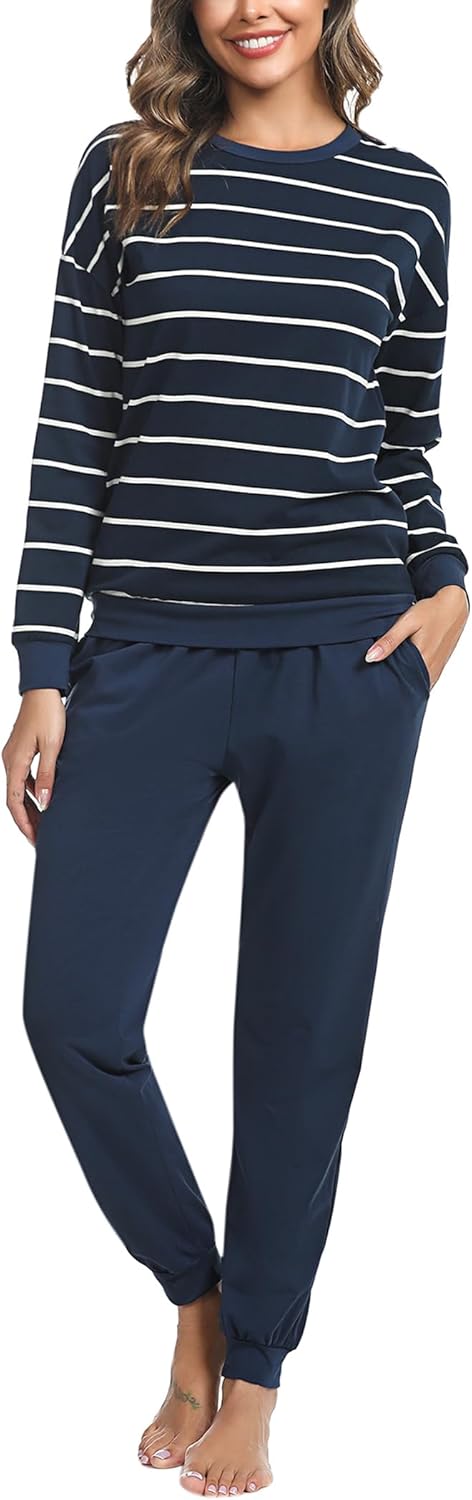Soft Womens Pajama Sets Cotton Long Sleeve Pj Sets Comfy Sleepwear