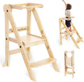 Foldable Toddler Tower - 3-Height Wooden Standing Stool for Kids