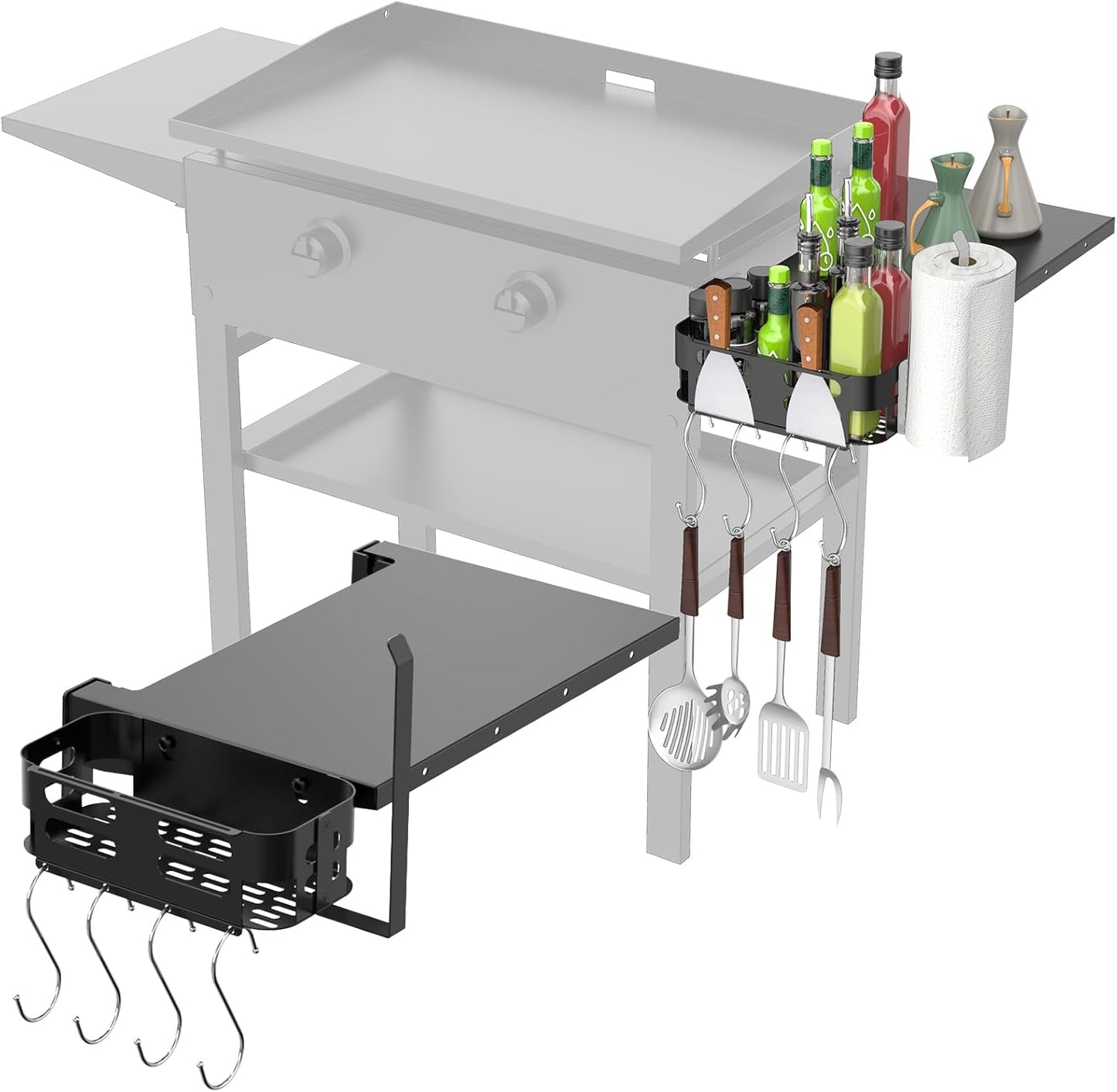 Foldable Griddle Side Shelf and Caddy for Blackstone Griddles