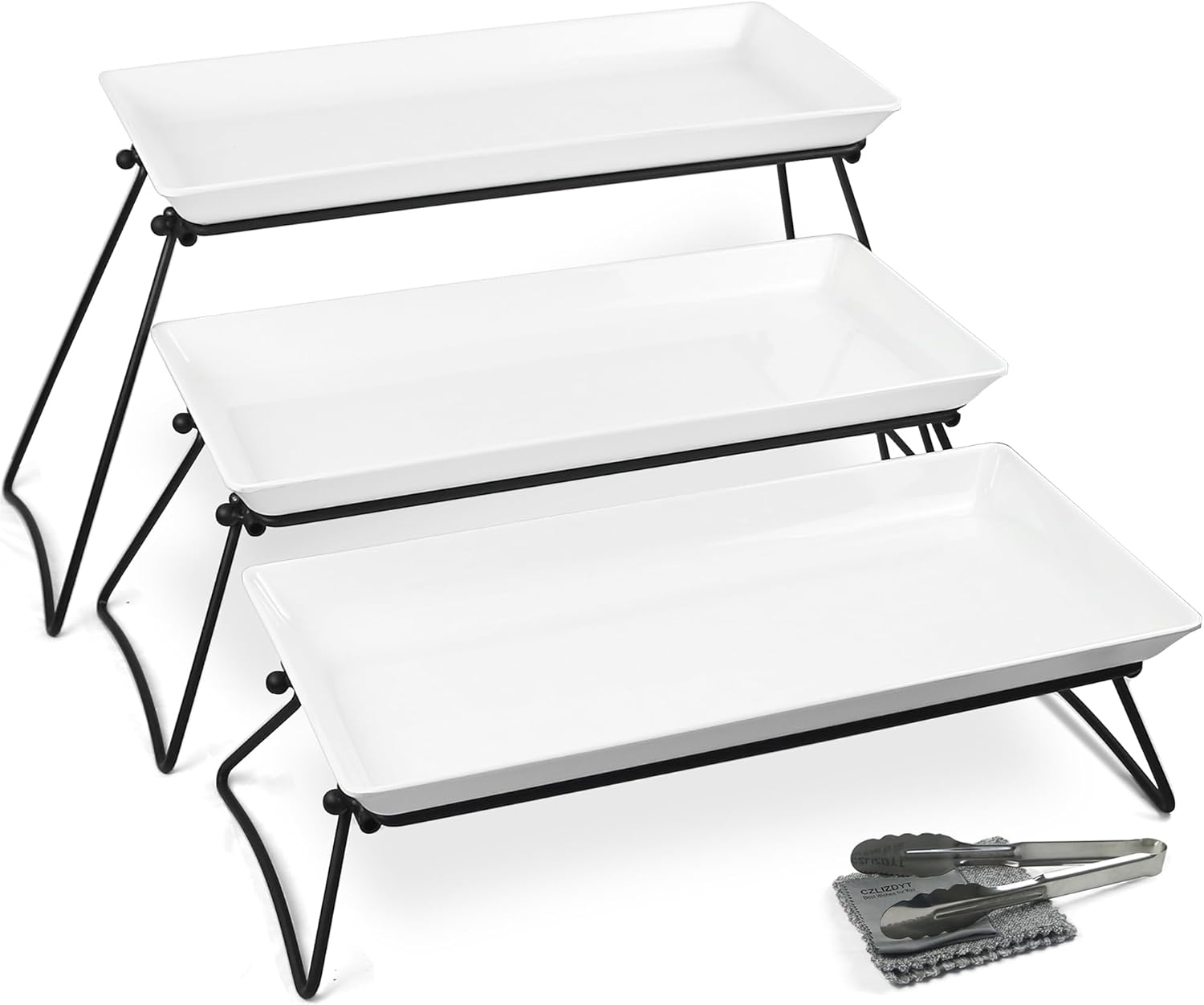Extra Large 3 Tier Serving Tray Set for Elegant Displays