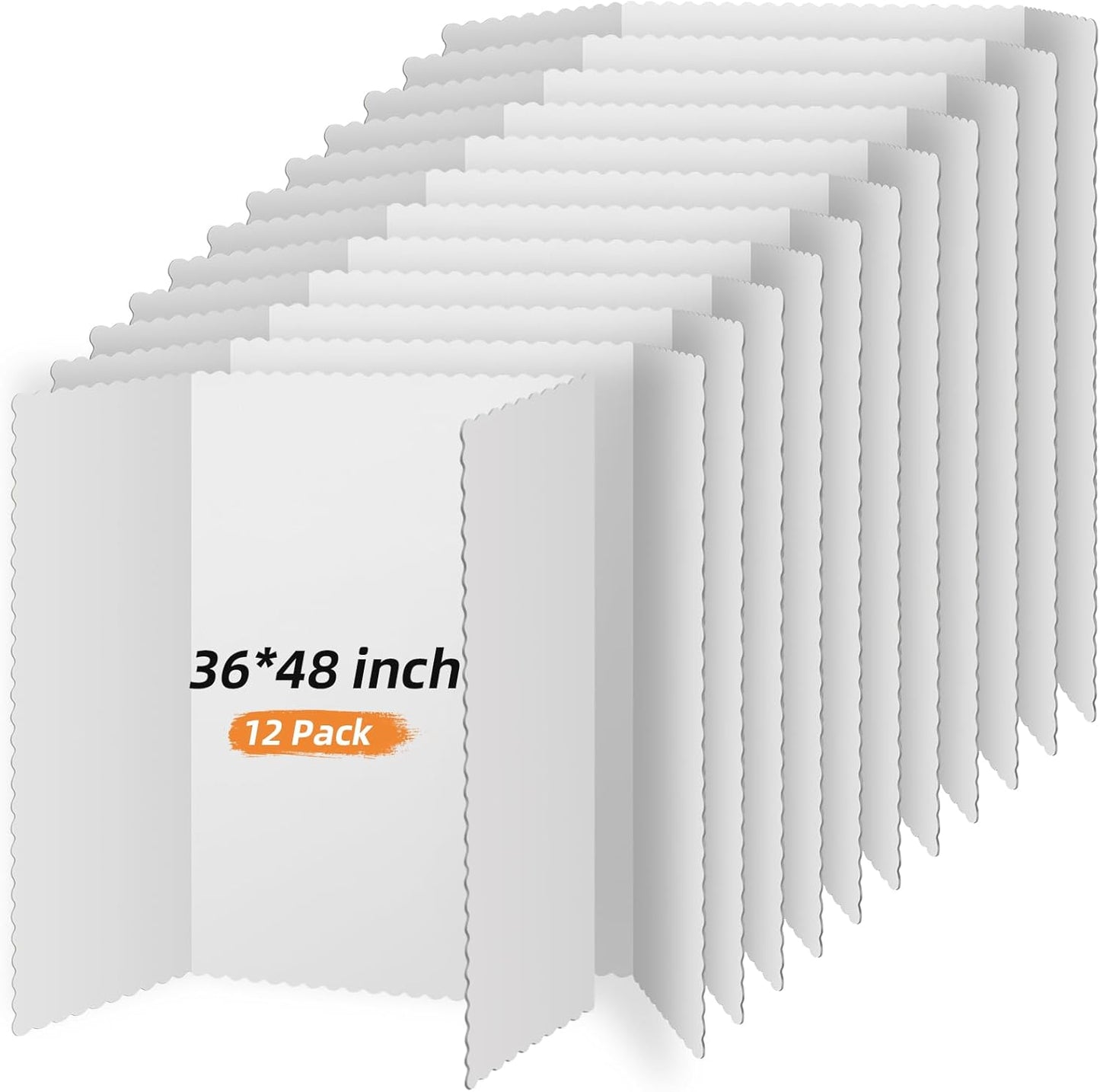 12 Pcs Large White Trifold Poster Board for Science Fair 36 x 48 in