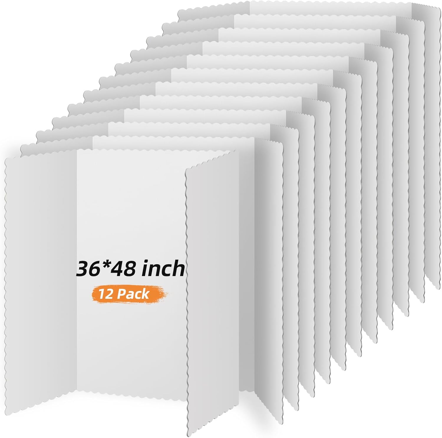 12 Pcs Large White Trifold Poster Board for Science Fair 36 x 48 in