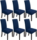 Dining Room Chair Covers Set of 6 Stretch Parsons Slipcovers - Navy