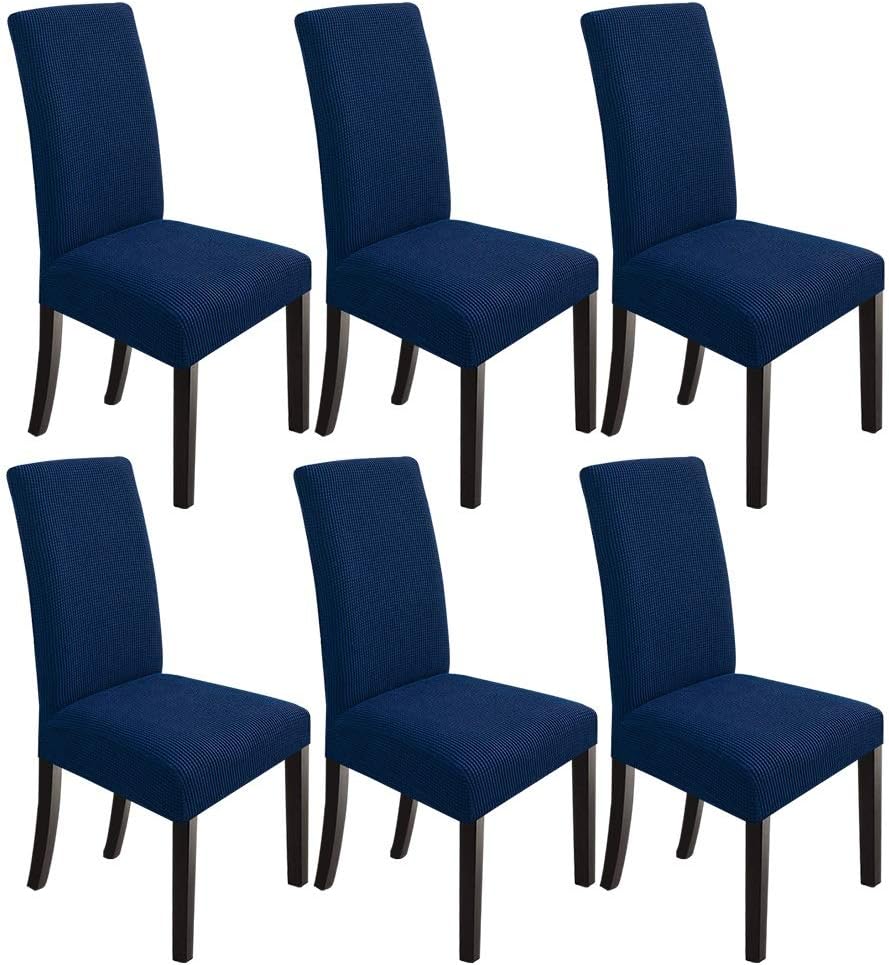 Premium Stretch Chair Covers for Dining Room Set of 6 Navy Blue