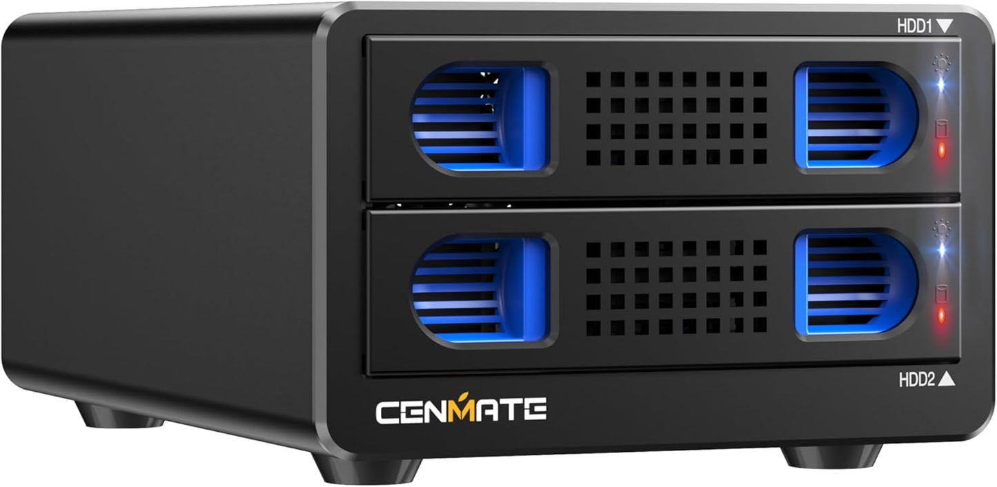 Aluminum Dual Bay HDD Enclosure with Cooling Fan - Hot Swappable & Tool-Free