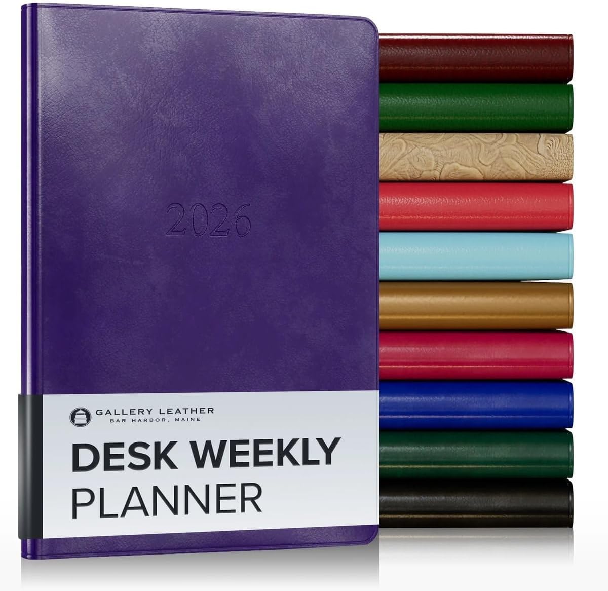 Gallery Leather Desk Planner 2025-2026: Elegant Acadia Plum