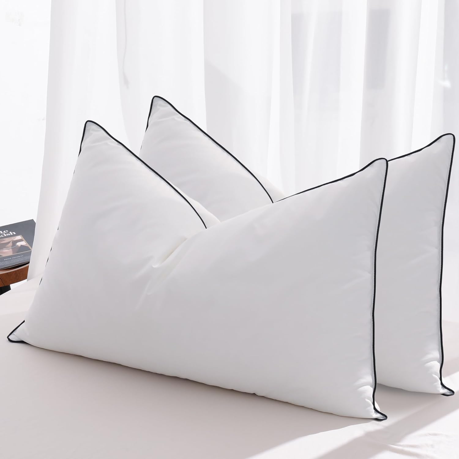 Feather Down Pillows Queen Size Set of 2 for Luxurious Sleep