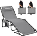 Lounge Chair Outdoor Folding Tanning Lounger in Grey - 5-Position