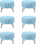 70 in Round Light Blue Tablecloths 6 Pack - Washable Event Linen