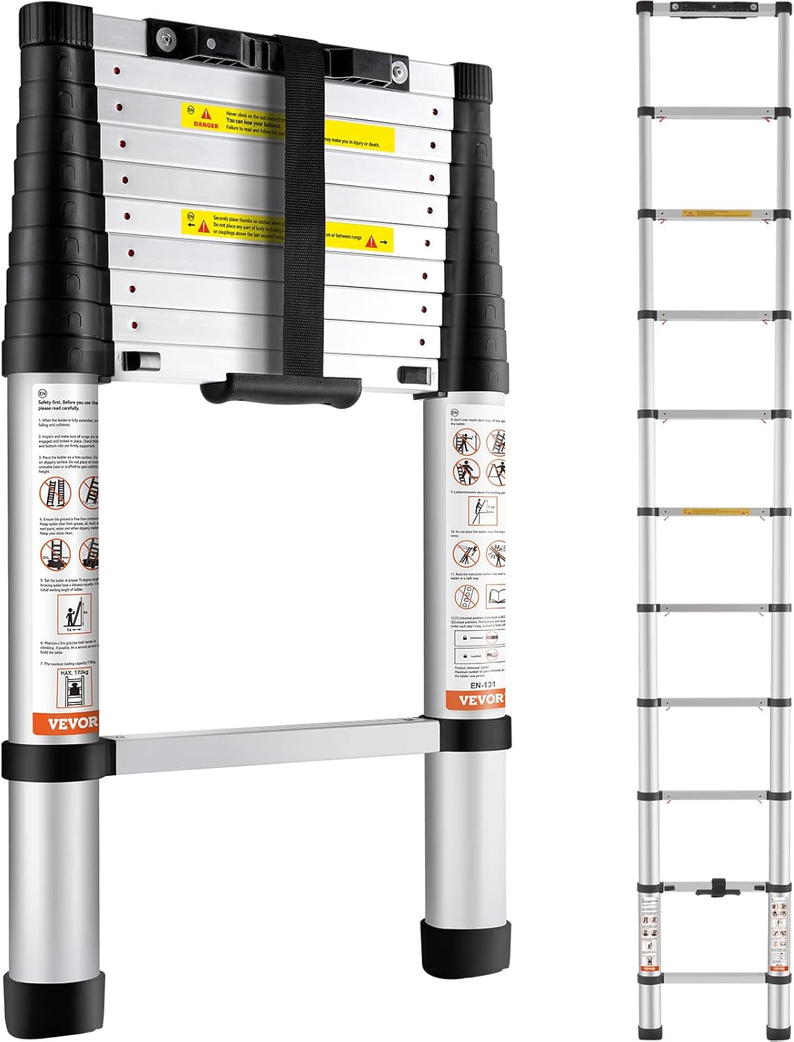 VEVOR Telescoping Ladder 10.5 FT Compact Extension Ladder