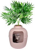 Hidden Cat Litter Box Planter with Faux Plant - Coral Pink