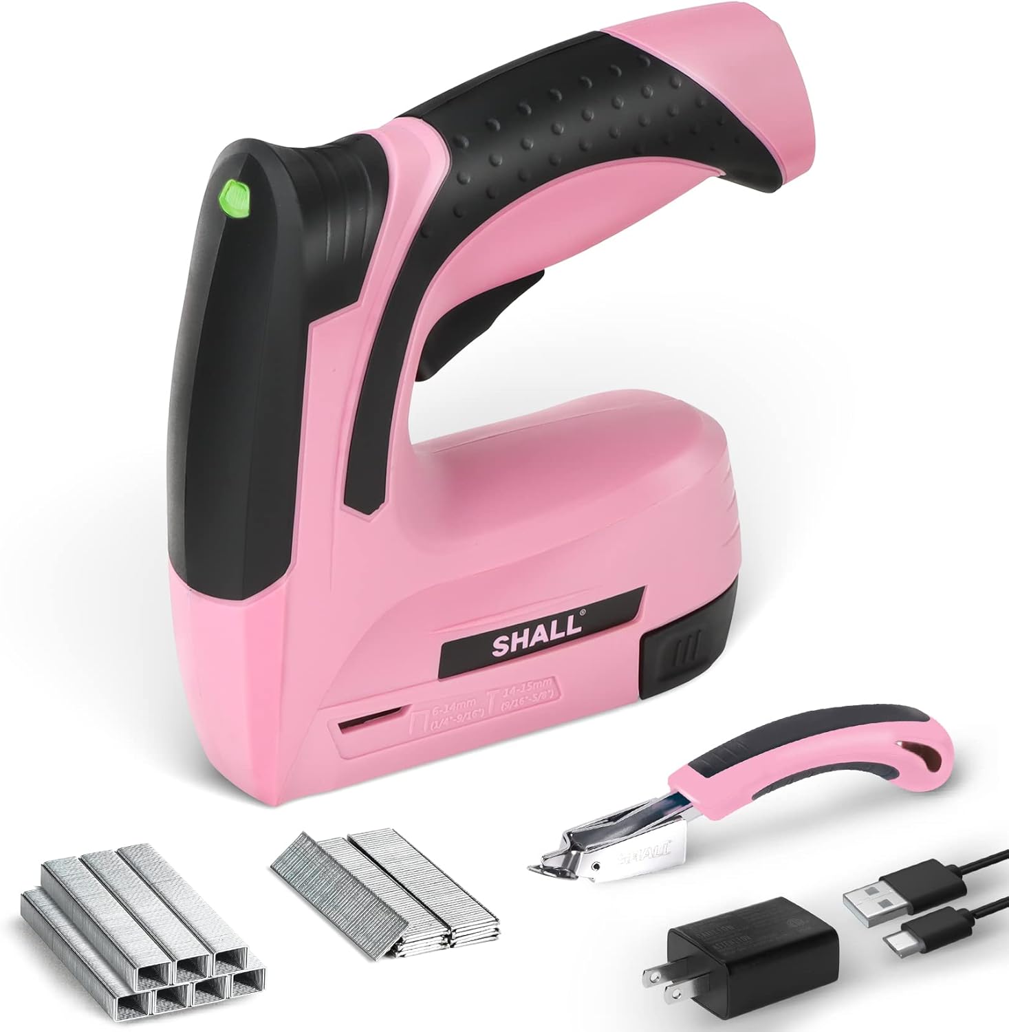 SHALL Pink Electric Staple Gun for Crafts and DIY Projects