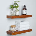 Oak Floating Shelves for Wall - Solid Wood 18 x 6.5 in (Set of 2)