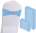 100PCS Spandex Stretch Chair Sashes Bows Elastic Bands - Baby Blue