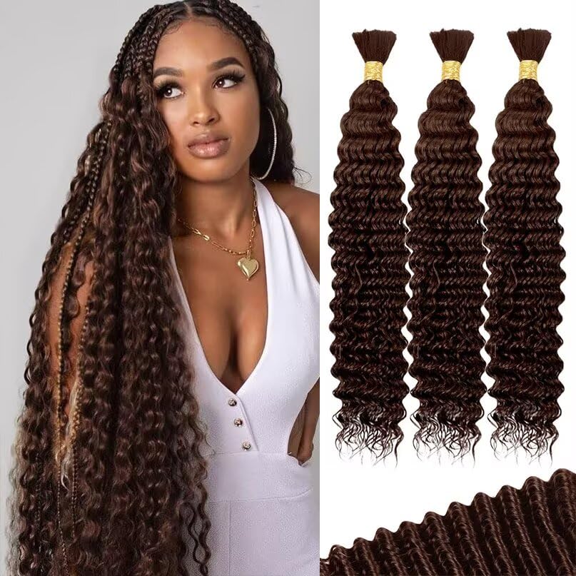 12A #4 Chocolate Brown Human Braiding Hair for Boho Styles