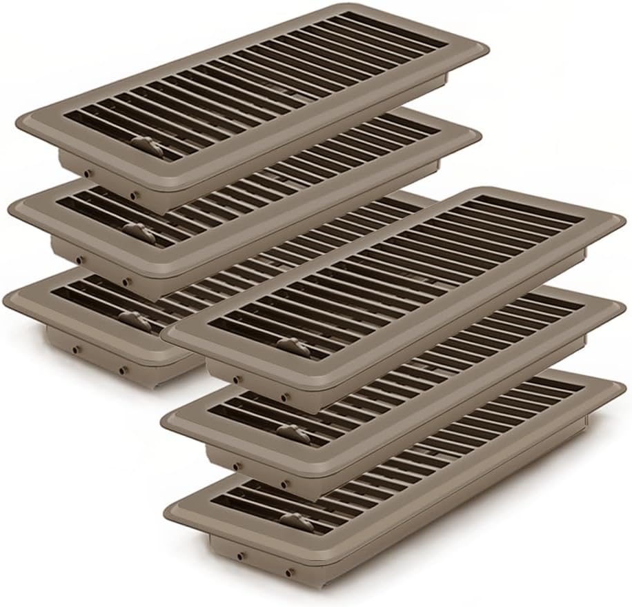 Floor Register Dark Gray and Brown Premium Steel Vent Cover