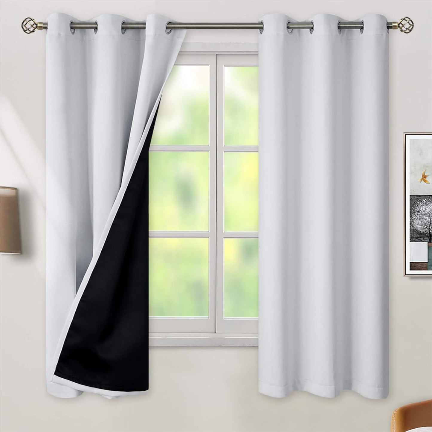 BGment Greyish White Blackout Curtains for Bedroom 63 Inch Set