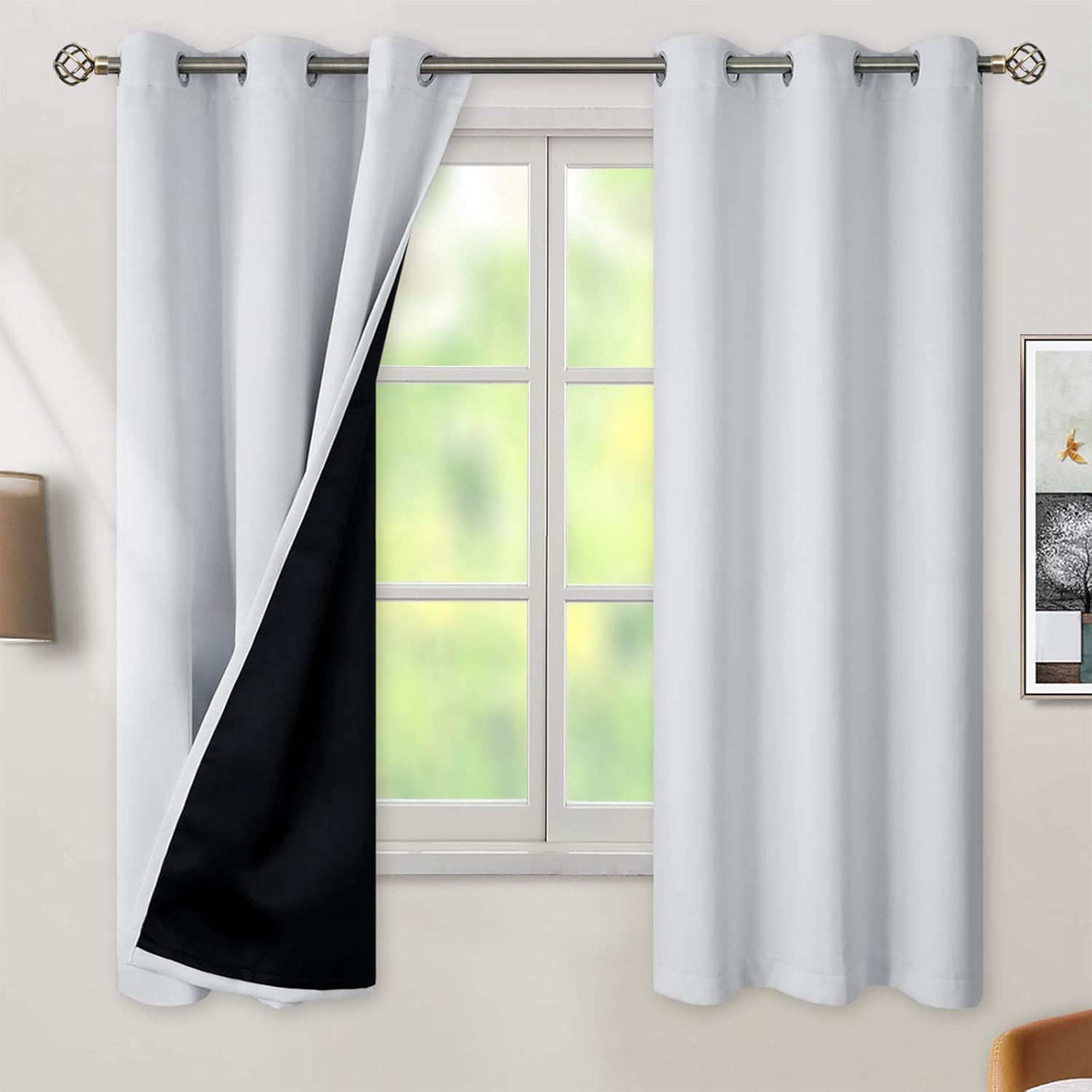 BGment Greyish White Blackout Curtains for Bedroom 63 Inch Set