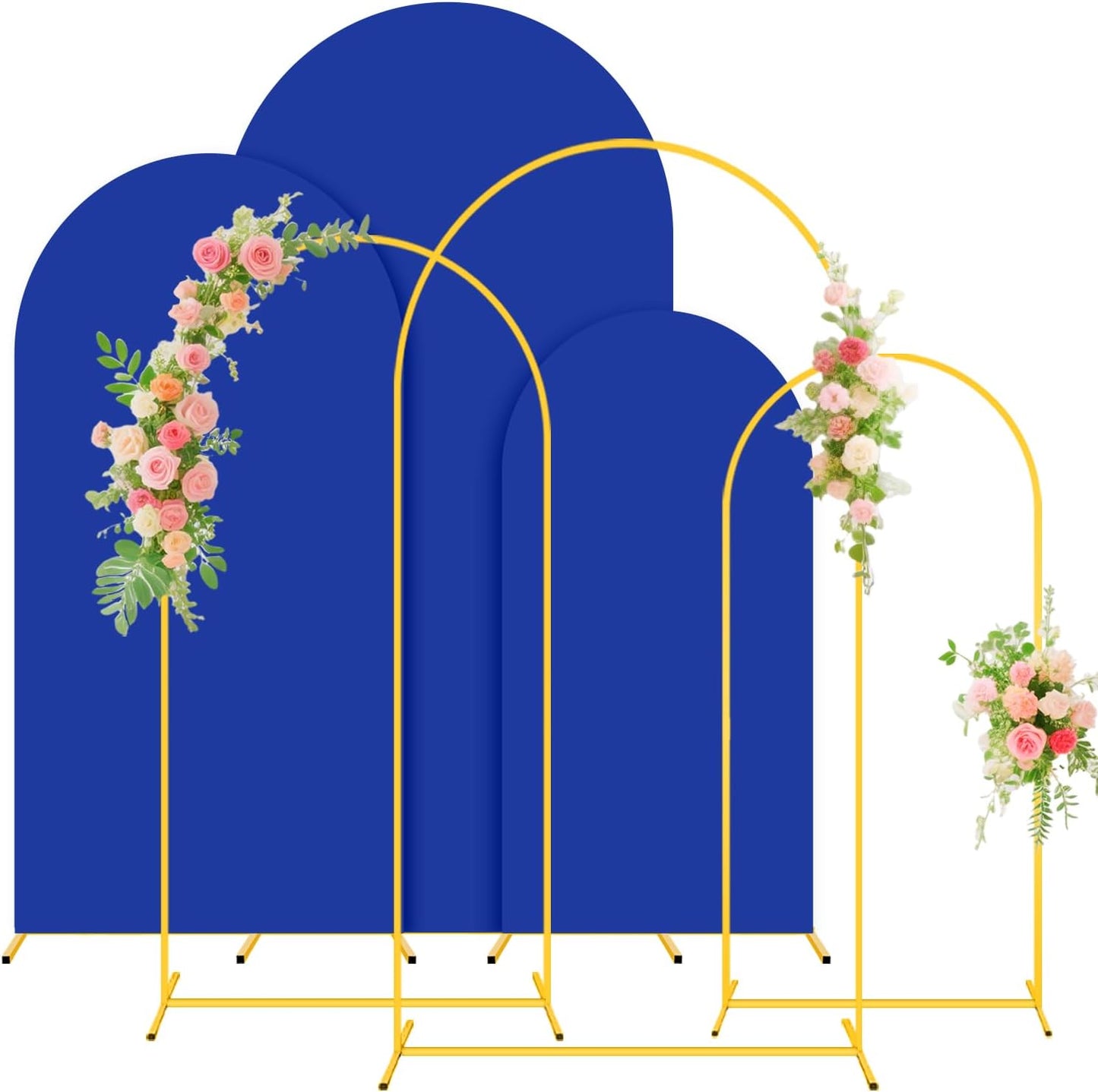 Wedding Arch Backdrop Stand Set with Blue Covers for Events