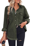 Zilcremo Women Denim Shirt Chambray Collared Jean Shirt (Style ZSMC)