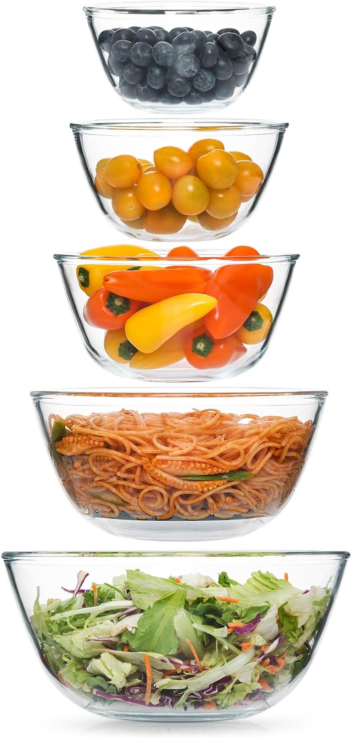 5pc Glass Mixing Bowls Set for Baking and Cooking Prep