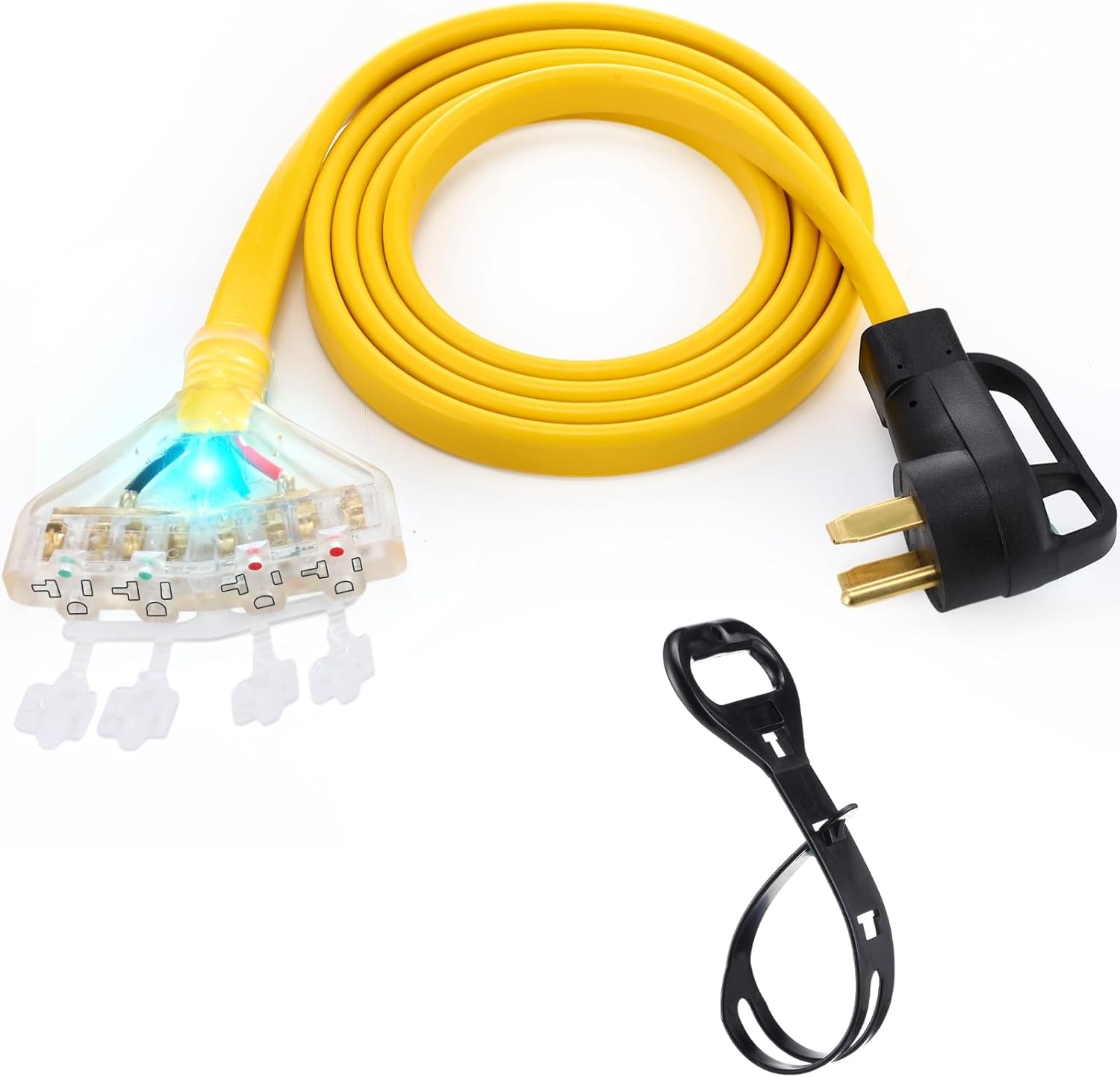 10 FT Flat RV Generator Adapter Cord for Household Power Use