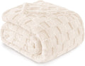 Queen Size Flannel Fleece Blanket 90x90 in Ivory - Lightweight Cozy