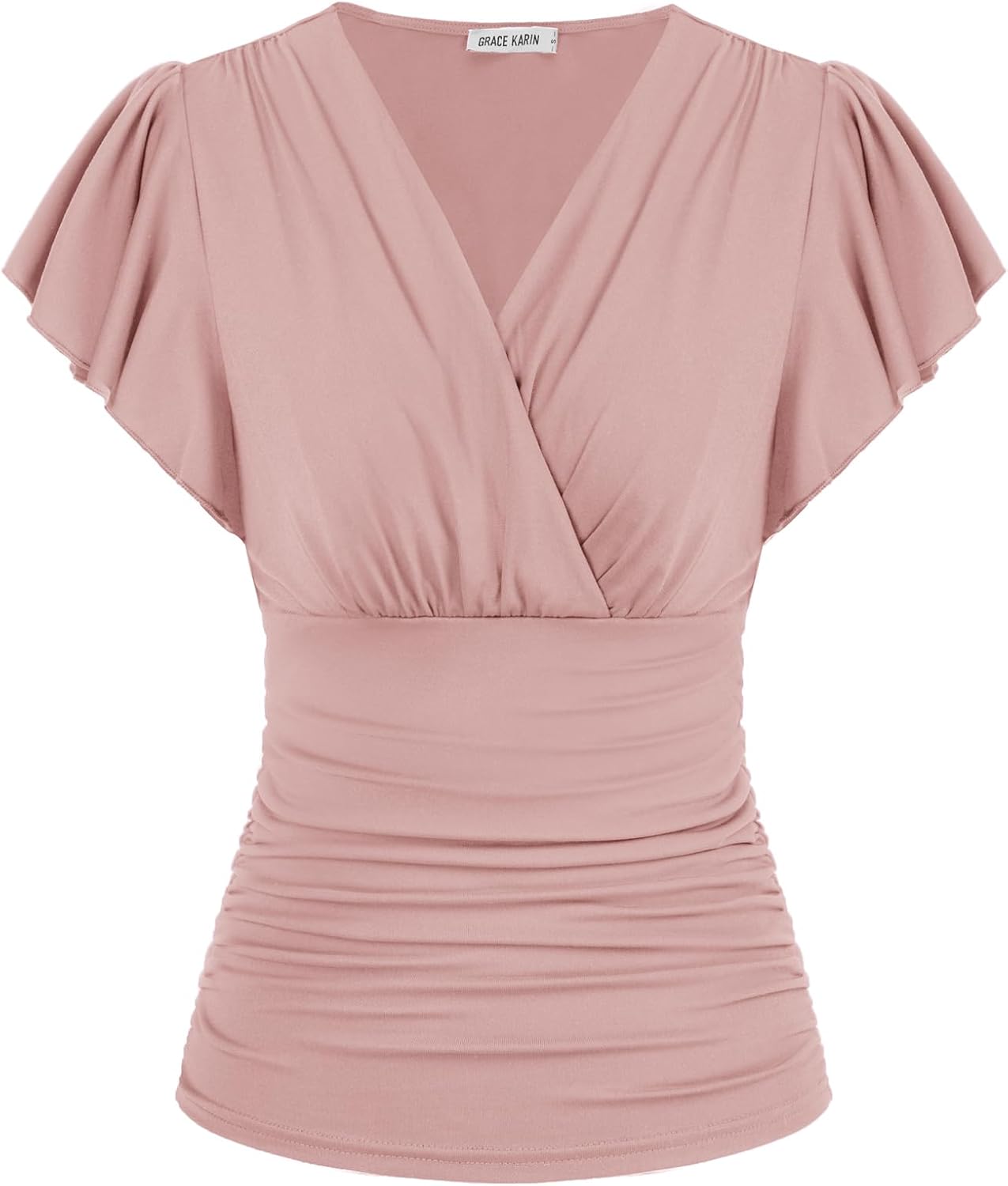 Trendy Ruffle Sleeve Wrap Blouse for Women by GRACE KARIN