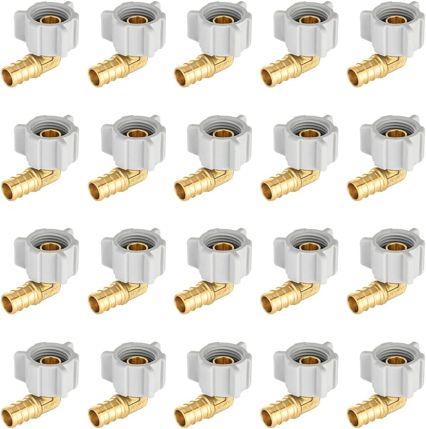20-Pack Pex 1/2in Female NPT Swivel Elbow Brass Crimp Fittings