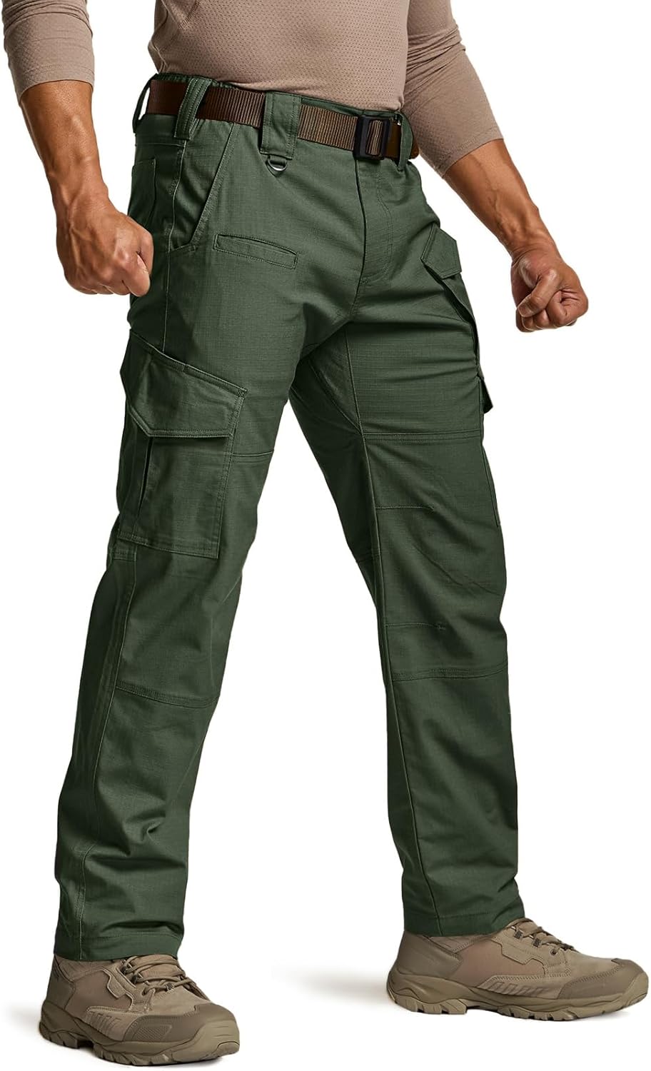 CQR Men's Flex Ripstop Tactical Pants for Outdoor Activities