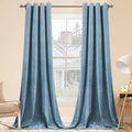 SMILETIME Sky Blue 96 in Velvet Curtains with Grommet - Soft