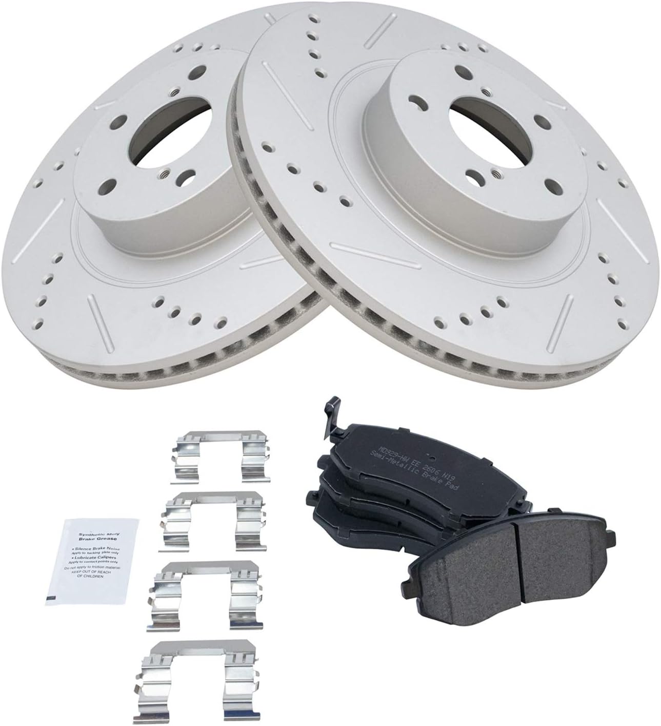 TRQ Front Posi Metallic Brake Pad & Drilled Slotted Rotors
