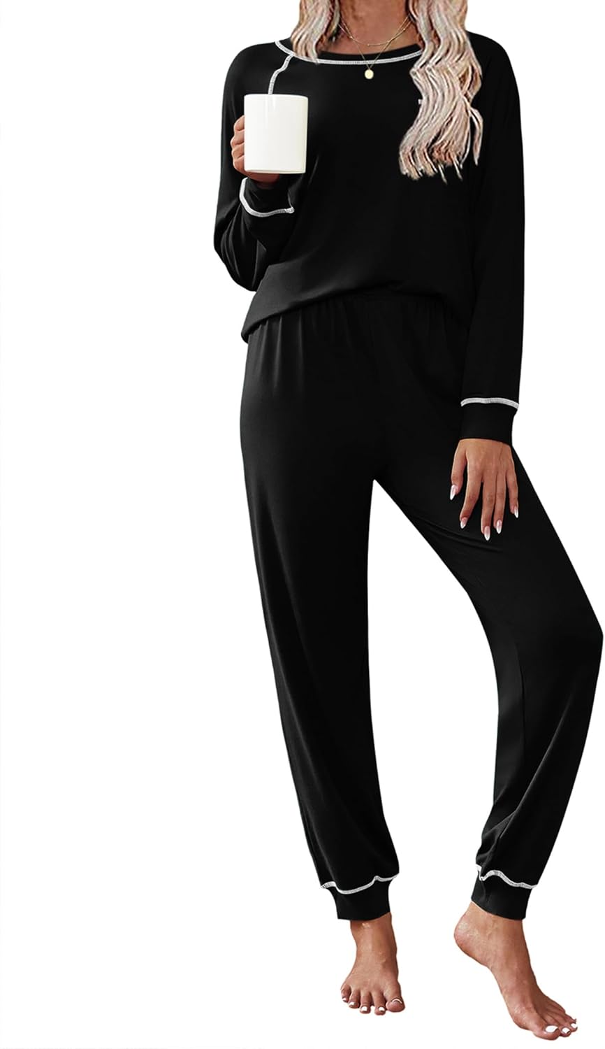 Ekouaer Pajamas Set for Women Soft Comfy Pjs Long Sleeve Sleepwear