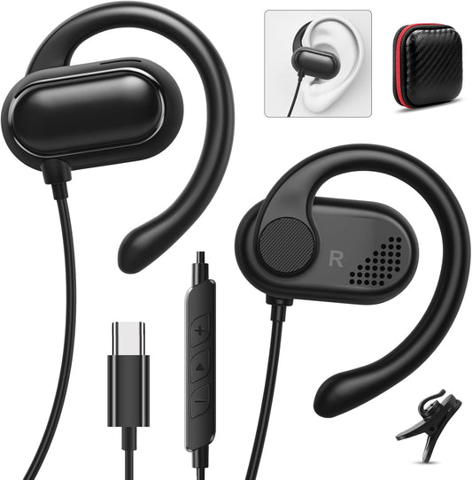 Sport Over-Ear USB C Headphones for Small Ears, Mic & Volume Control