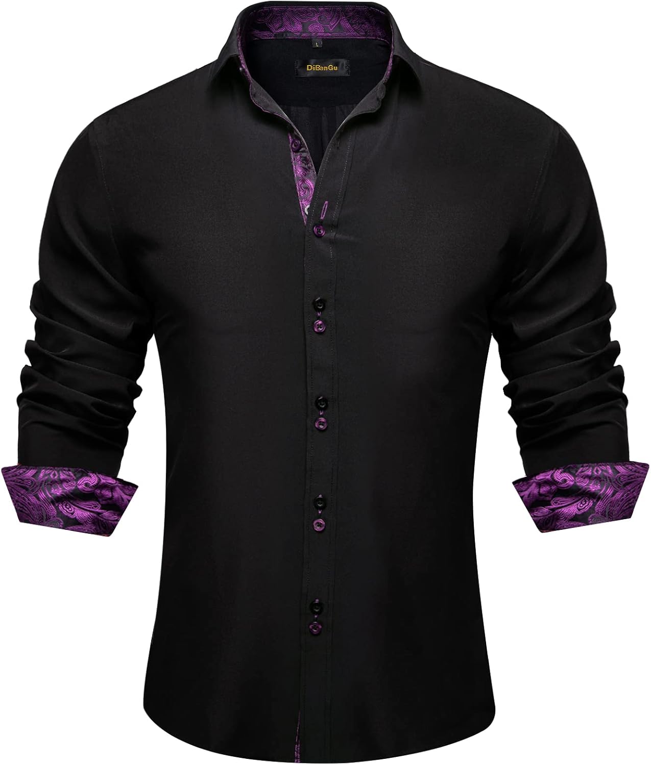 DiBanGu Men's Dress Shirt Long Sleeve Casual Button Down Style