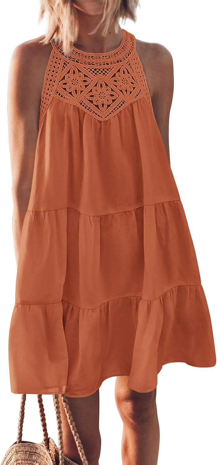 BTFBM Women Summer Halter Dresses for Beach Vacation Style