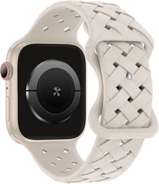 Breathable Silicone Band for Apple Watch, Starlight, Distore