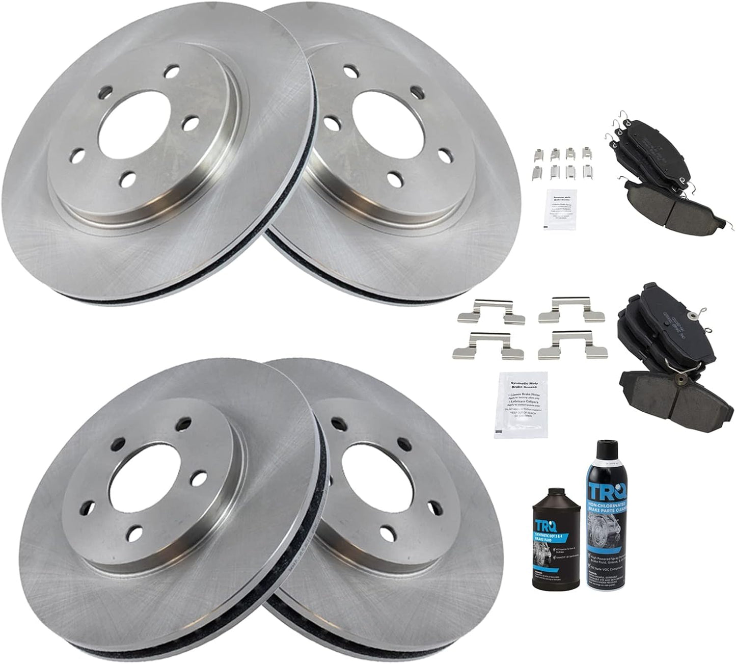 TRQ Front and Rear Brake Pad & Rotor Kit for Ford Mustang