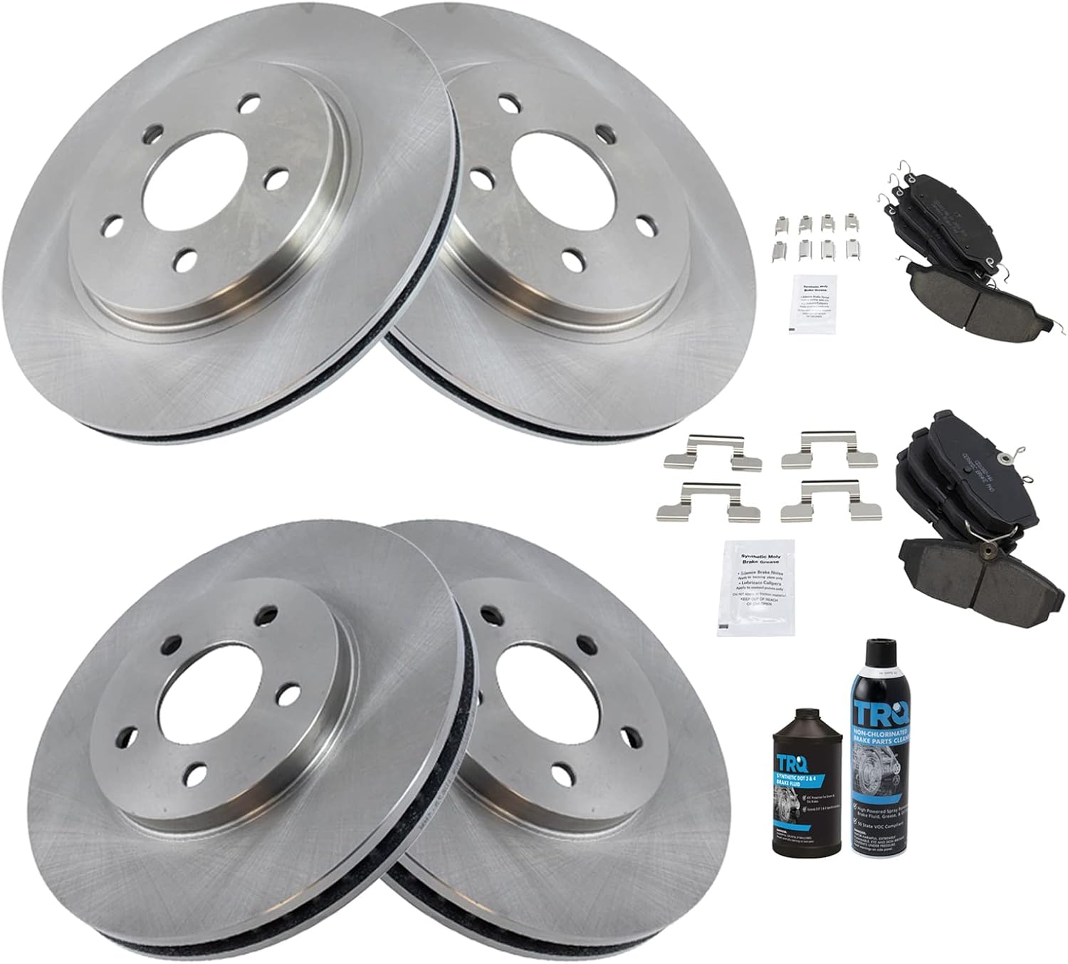 TRQ Front and Rear Brake Pad & Rotor Kit for Ford Mustang