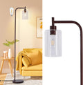 DLLT Floor Lamp Tall for Room Brown Standing Lamp with Clear Glass