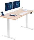 Dual Motor Sit Stand Desk 59 x 23.6 Bamboo Top - White Frame