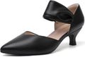 Black Kitten Heels for Women Pointed Closed Toe - Comfortable 2.4in