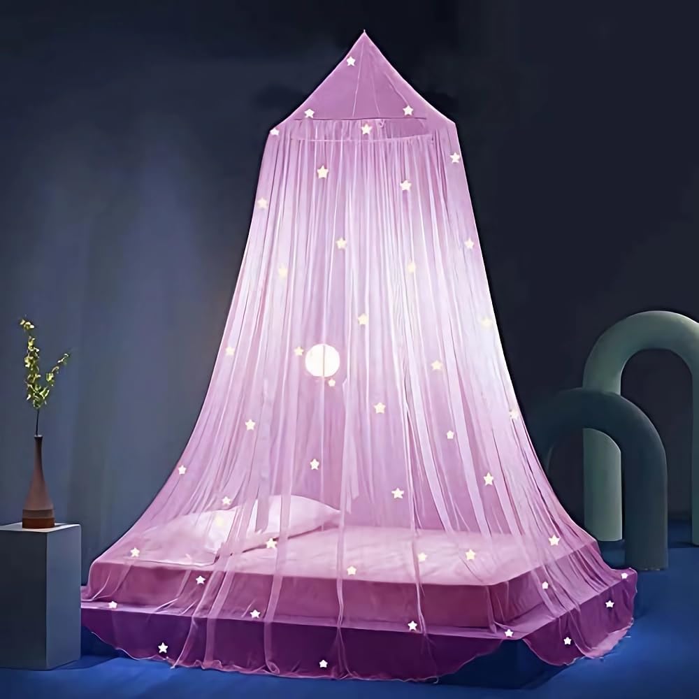 Eimilaly Princess Glow Bed Canopy - Dreamy Mosquito Net
