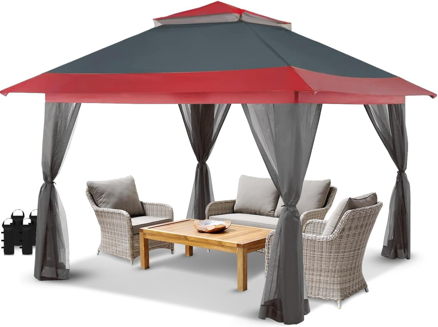 CROWN SHADES 13x13 Pop Up Gazebo with Easy Setup and Netting