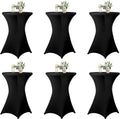 6 Pack Black Spandex Cocktail Table Covers - Stylish & Stretchy