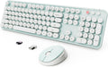Wireless Keyboard and Mouse Combo Retro Round Keycaps - Ergonomic Full