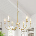 Modern Gold Chandelier 6-Light Candle Style - Elegant Farmhouse
