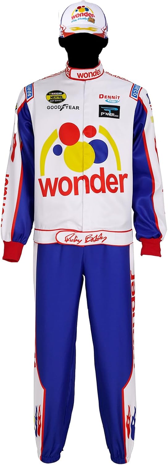 Mens Ricky Bobby Racing Costume Full Cosplay Set for Parties