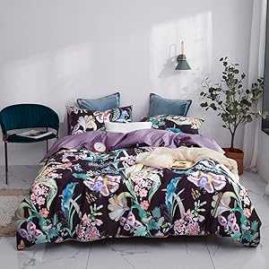 Floral Leaves Pattern Duvet Cover Set for King Size Beds